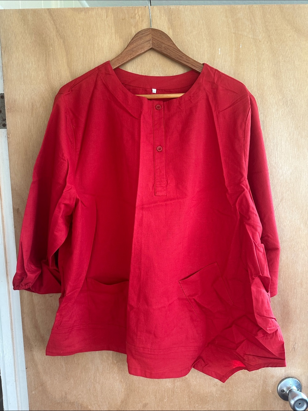 Red Women's linen Tunic Blouse